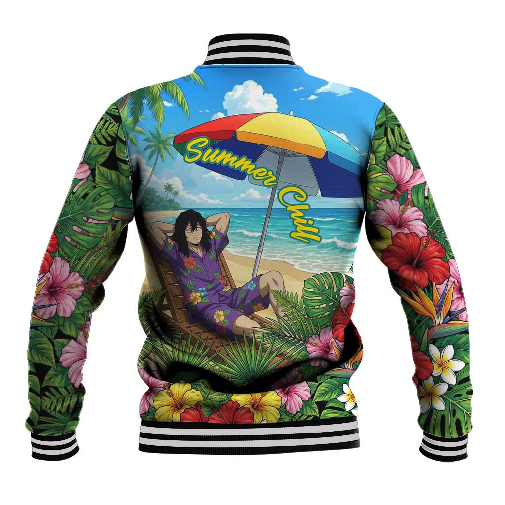Shouta Aizawa Summer Chill Baseball Jacket Tropical Anime Relaxation Vibes
