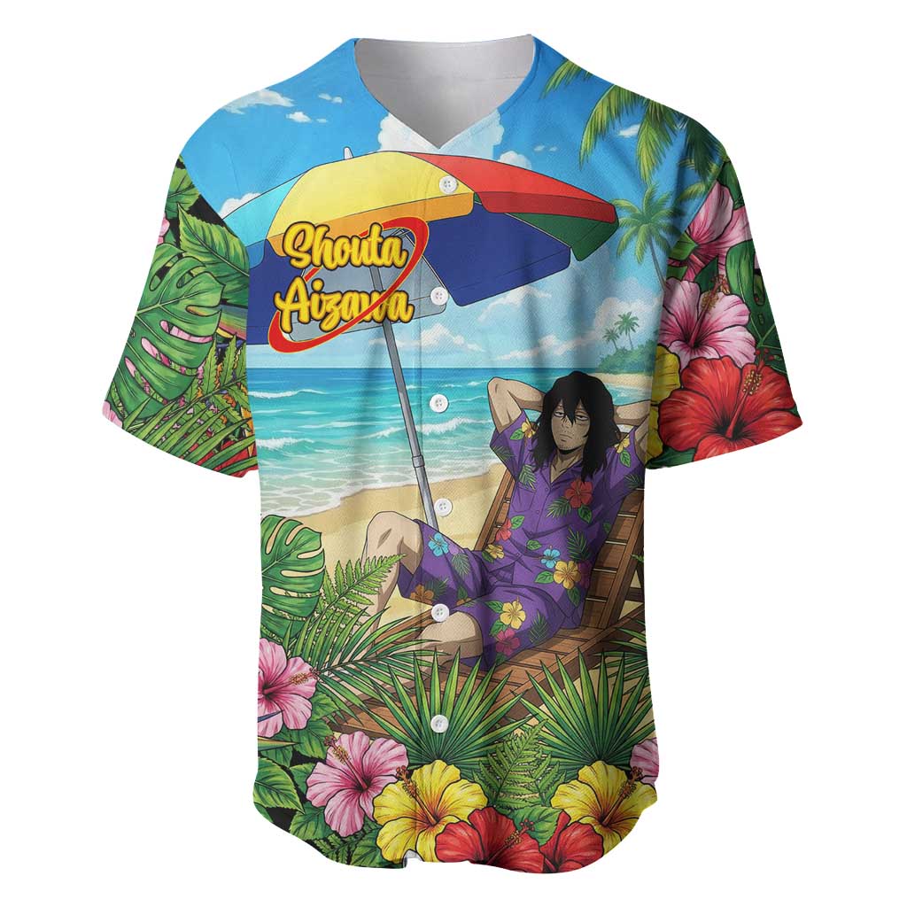 Shouta Aizawa Summer Chill Baseball Jersey Tropical Anime Relaxation Vibes