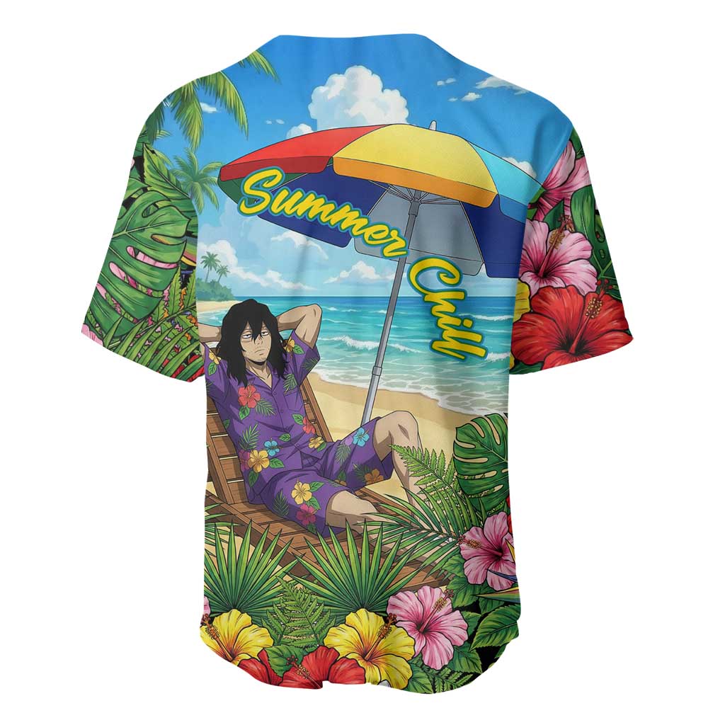 Shouta Aizawa Summer Chill Baseball Jersey Tropical Anime Relaxation Vibes