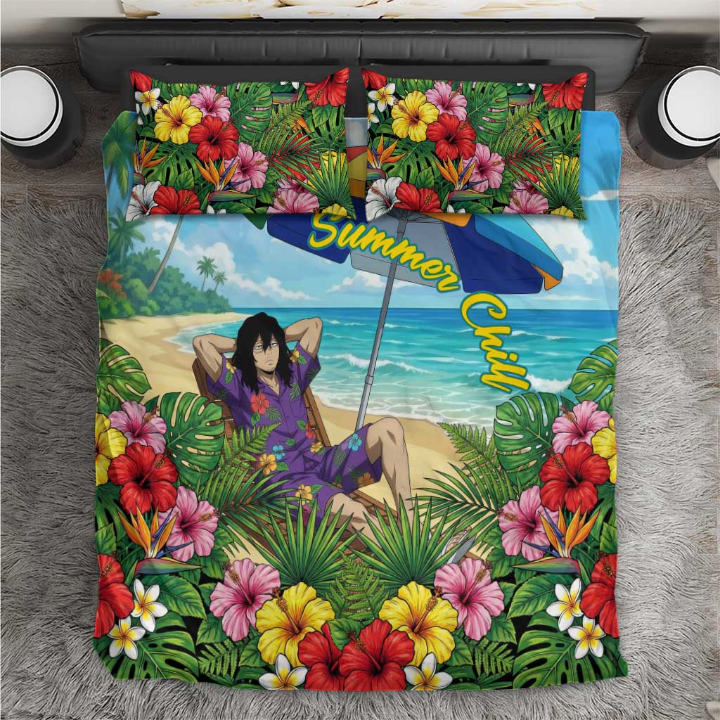 Shouta Aizawa Summer Chill Bedding Set Tropical Anime Relaxation Vibes
