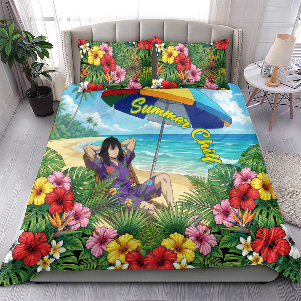 Shouta Aizawa Summer Chill Bedding Set Tropical Anime Relaxation Vibes