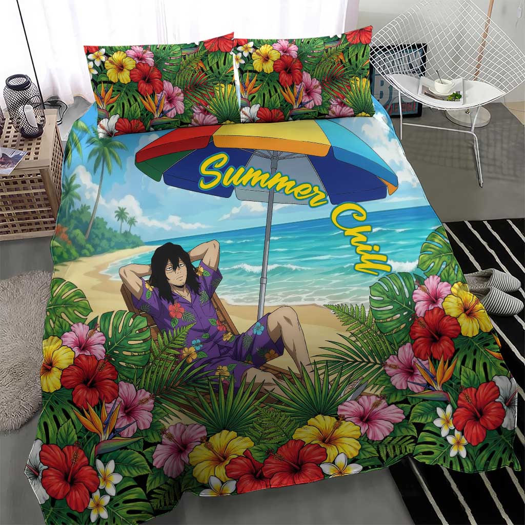 Shouta Aizawa Summer Chill Bedding Set Tropical Anime Relaxation Vibes