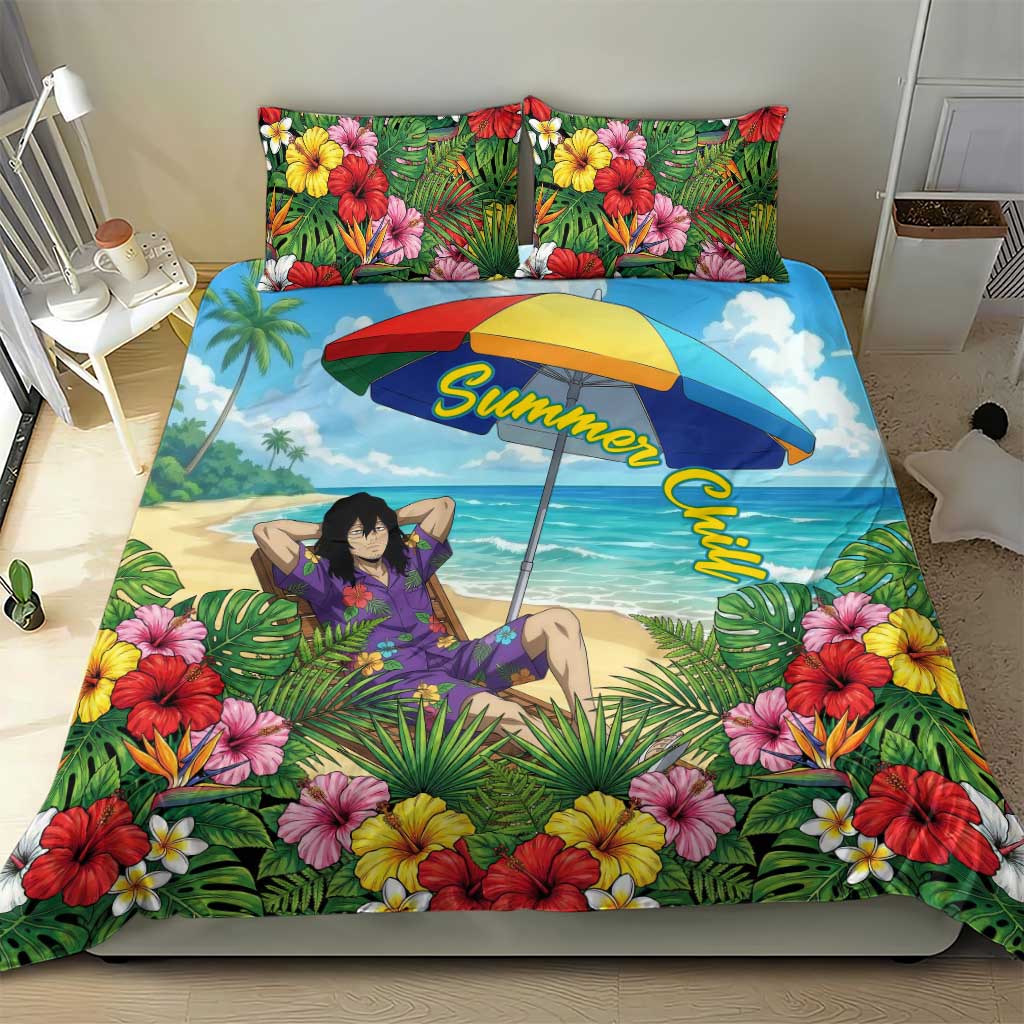 Shouta Aizawa Summer Chill Bedding Set Tropical Anime Relaxation Vibes