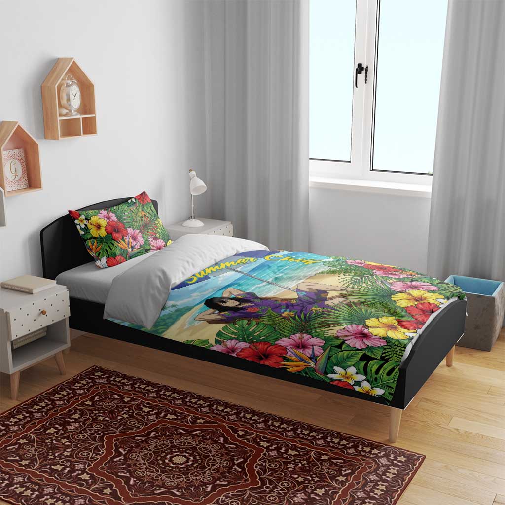 Shouta Aizawa Summer Chill Bedding Set Tropical Anime Relaxation Vibes
