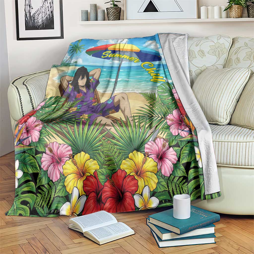 Shouta Aizawa Summer Chill Blanket Tropical Anime Relaxation Vibes