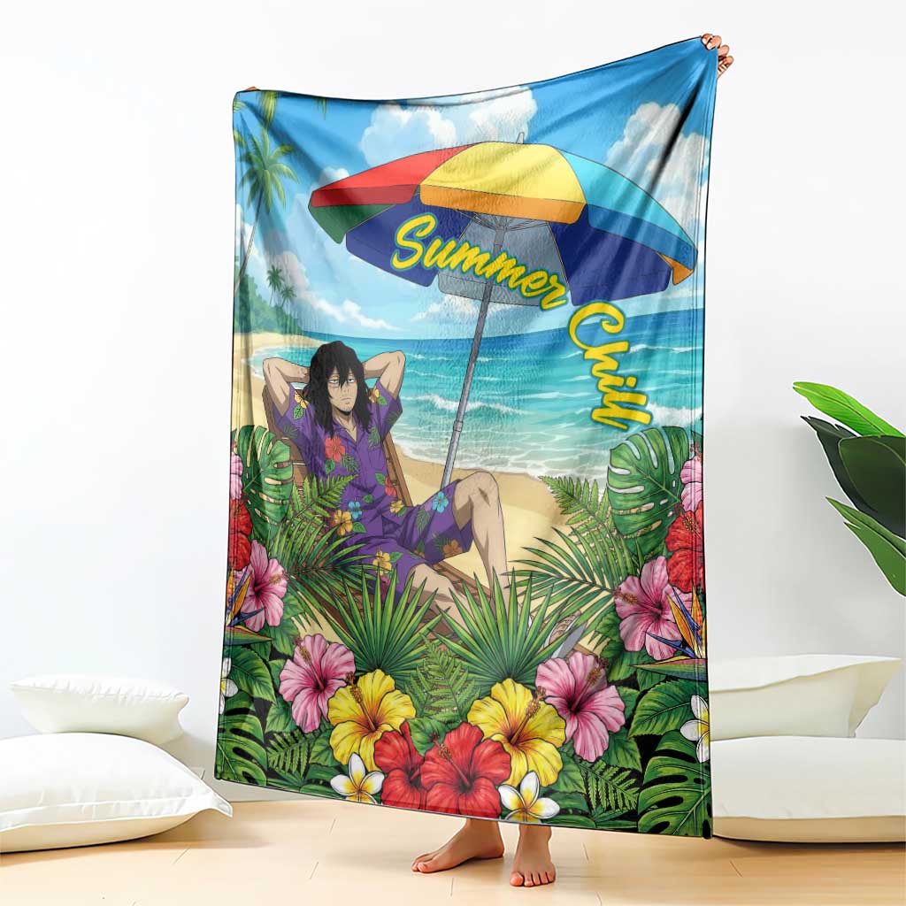 Shouta Aizawa Summer Chill Blanket Tropical Anime Relaxation Vibes