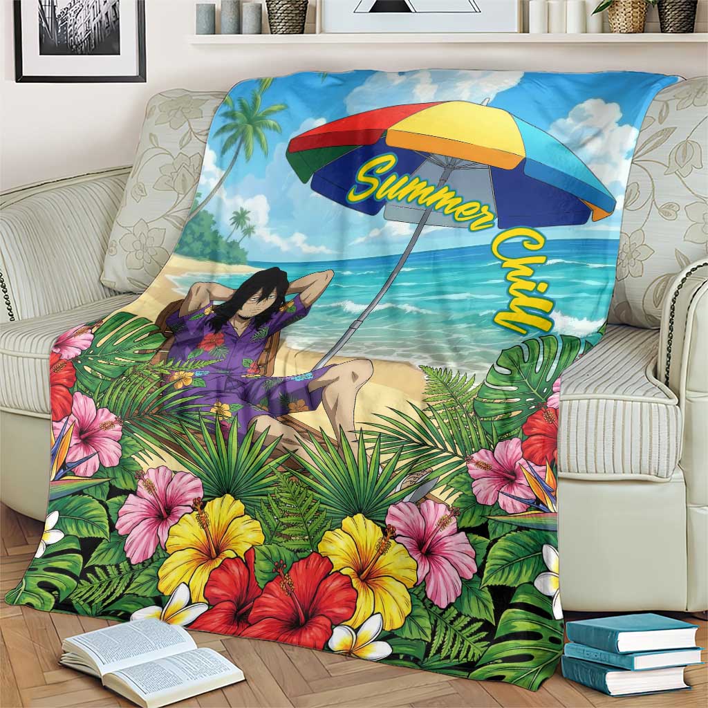 Shouta Aizawa Summer Chill Blanket Tropical Anime Relaxation Vibes