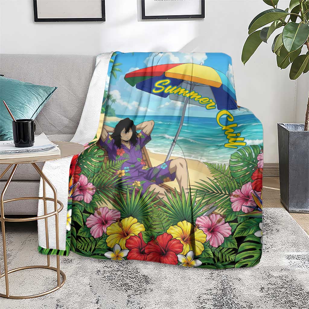 Shouta Aizawa Summer Chill Blanket Tropical Anime Relaxation Vibes