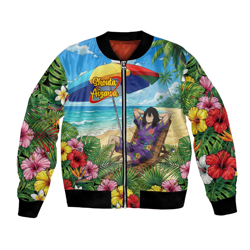 Shouta Aizawa Summer Chill Bomber Jacket Tropical Anime Relaxation Vibes