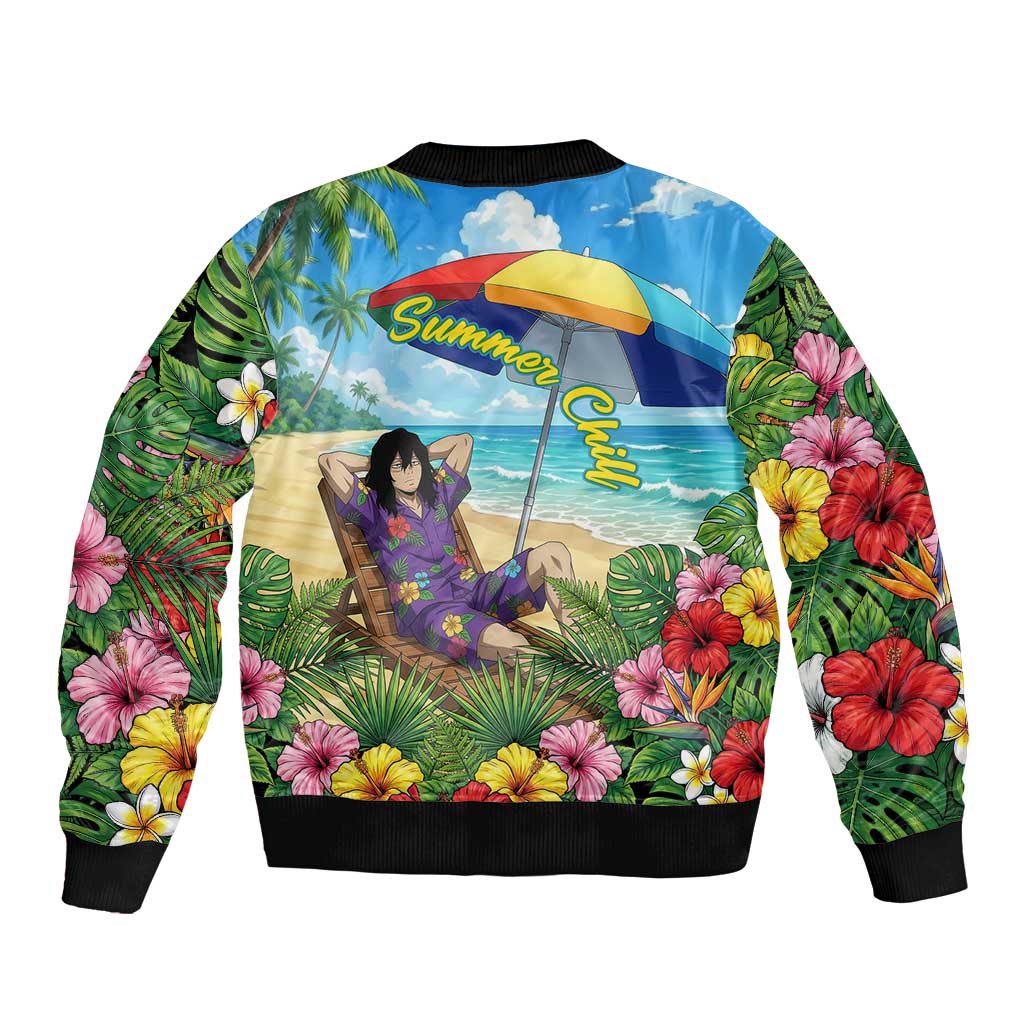 Shouta Aizawa Summer Chill Bomber Jacket Tropical Anime Relaxation Vibes