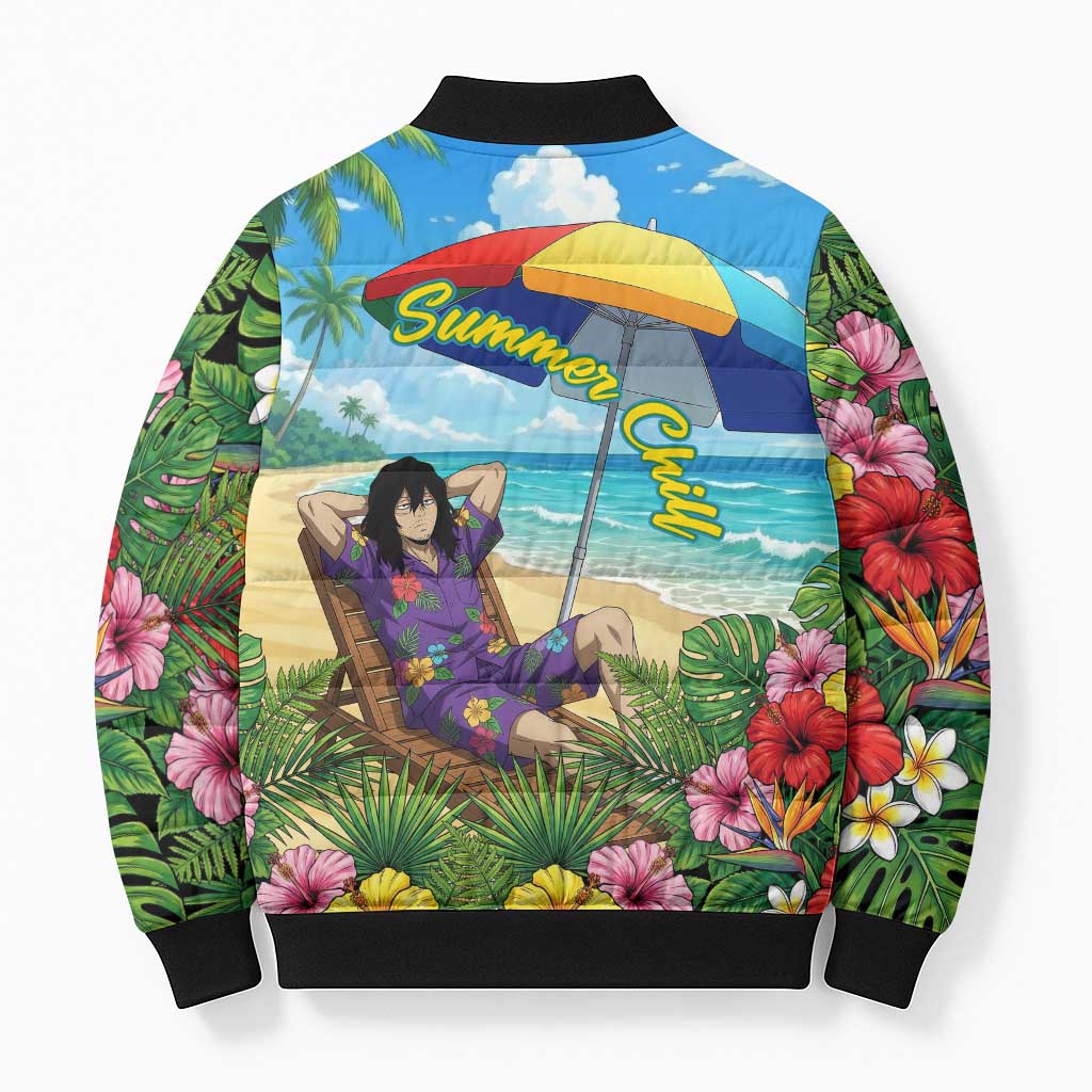 Shouta Aizawa Summer Chill Bomber Puffer Jacket Tropical Anime Relaxation Vibes