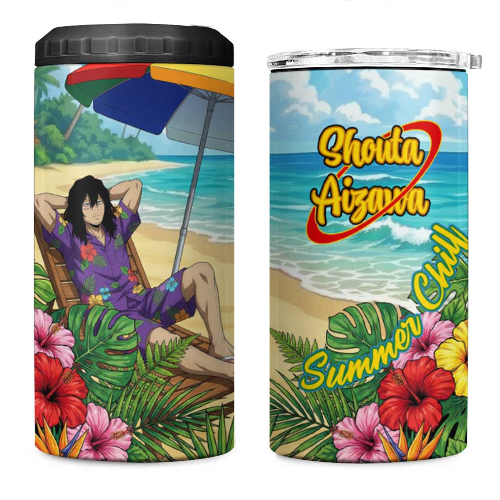 Shouta Aizawa Summer Chill 4 in 1 Can Cooler Tumbler Tropical Anime Relaxation Vibes