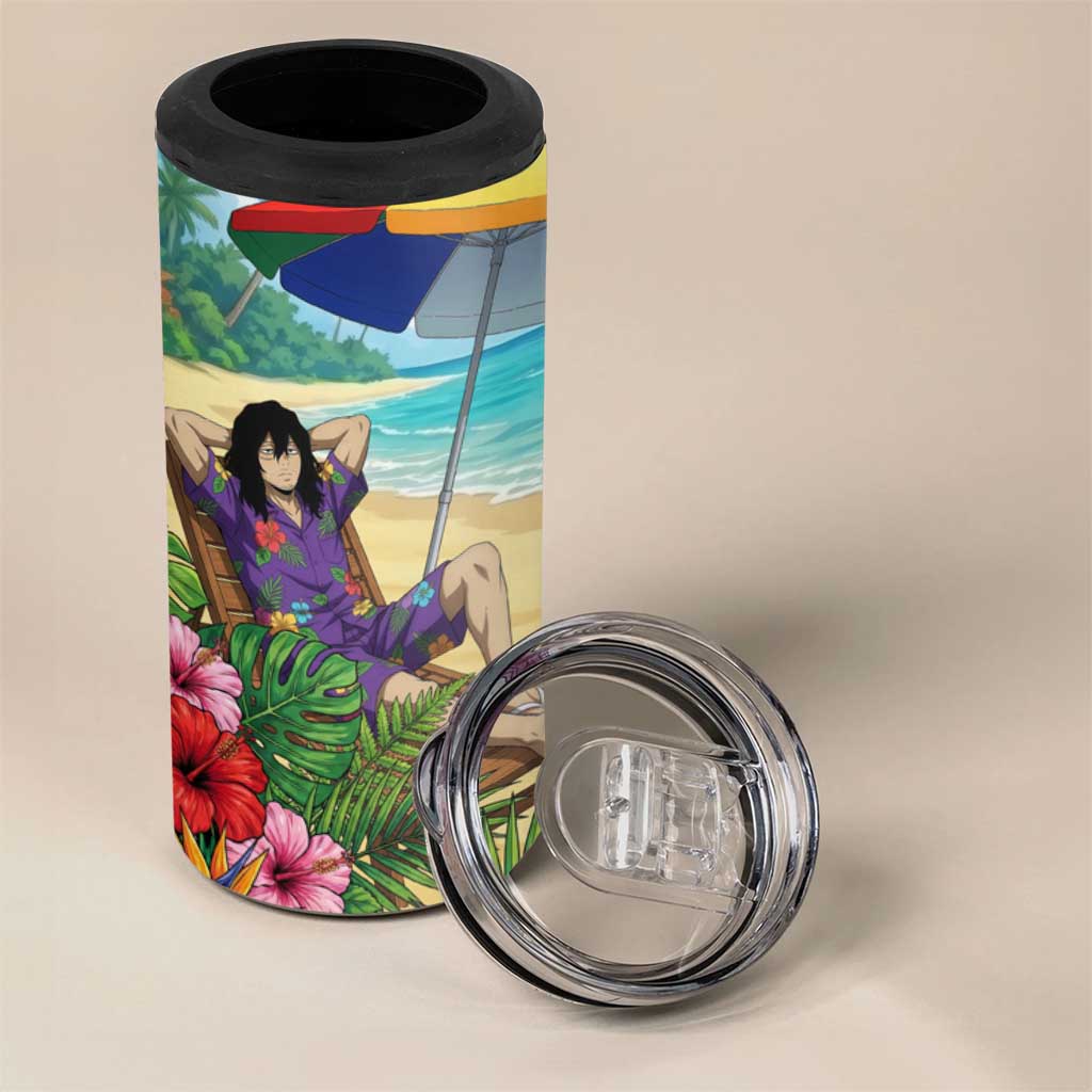 Shouta Aizawa Summer Chill 4 in 1 Can Cooler Tumbler Tropical Anime Relaxation Vibes