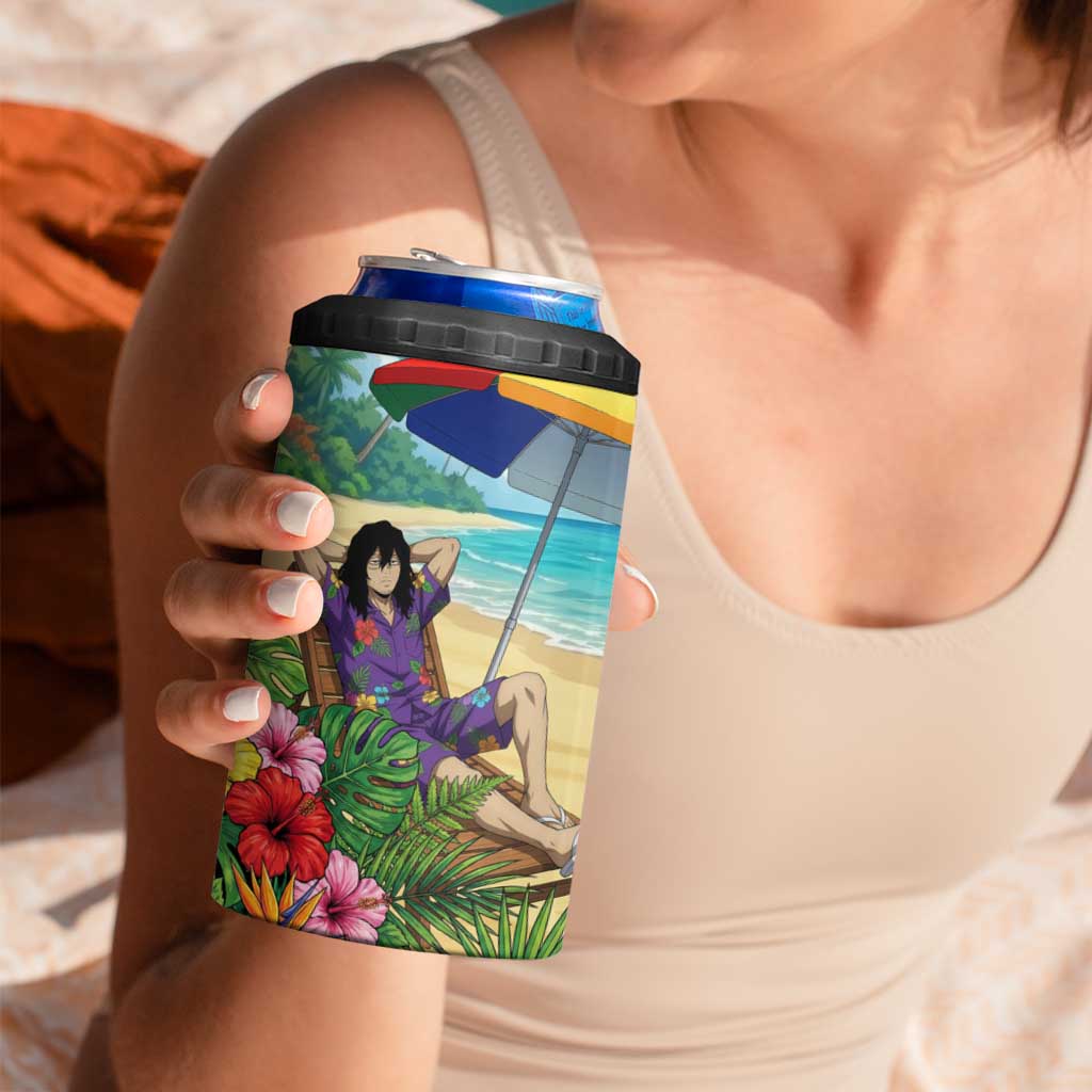 Shouta Aizawa Summer Chill 4 in 1 Can Cooler Tumbler Tropical Anime Relaxation Vibes
