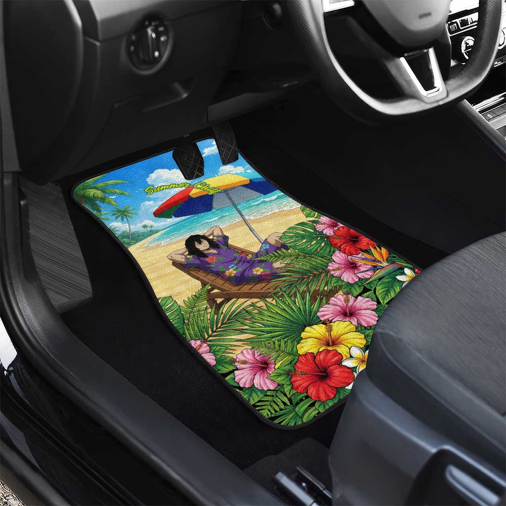 Shouta Aizawa Summer Chill Car Mats Tropical Anime Relaxation Vibes