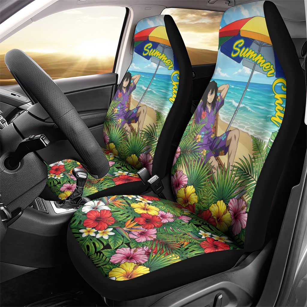 Shouta Aizawa Summer Chill Car Seat Cover Tropical Anime Relaxation Vibes