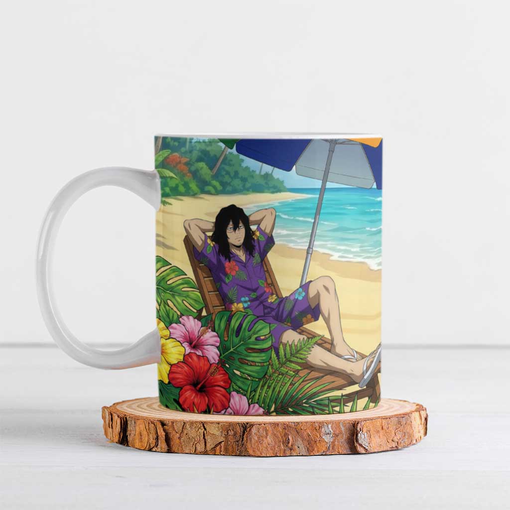 Shouta Aizawa Summer Chill Ceramic Mug Tropical Anime Relaxation Vibes