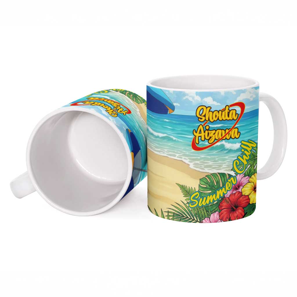 Shouta Aizawa Summer Chill Ceramic Mug Tropical Anime Relaxation Vibes