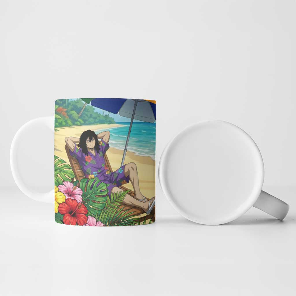 Shouta Aizawa Summer Chill Ceramic Mug Tropical Anime Relaxation Vibes