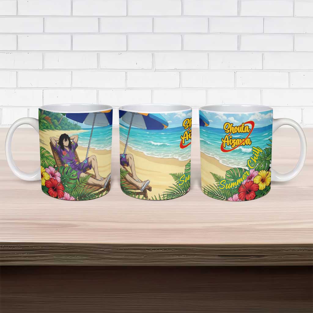 Shouta Aizawa Summer Chill Ceramic Mug Tropical Anime Relaxation Vibes