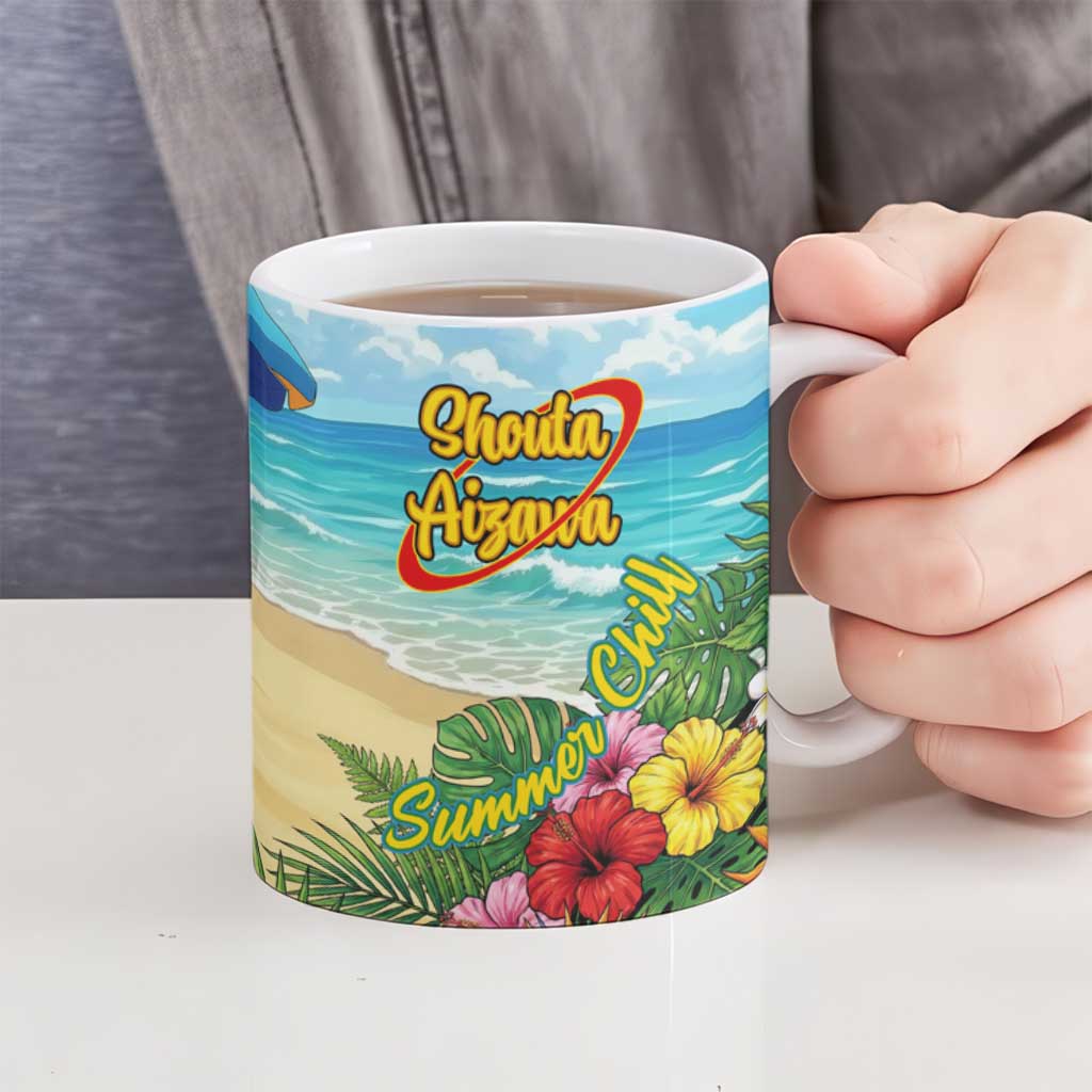 Shouta Aizawa Summer Chill Ceramic Mug Tropical Anime Relaxation Vibes
