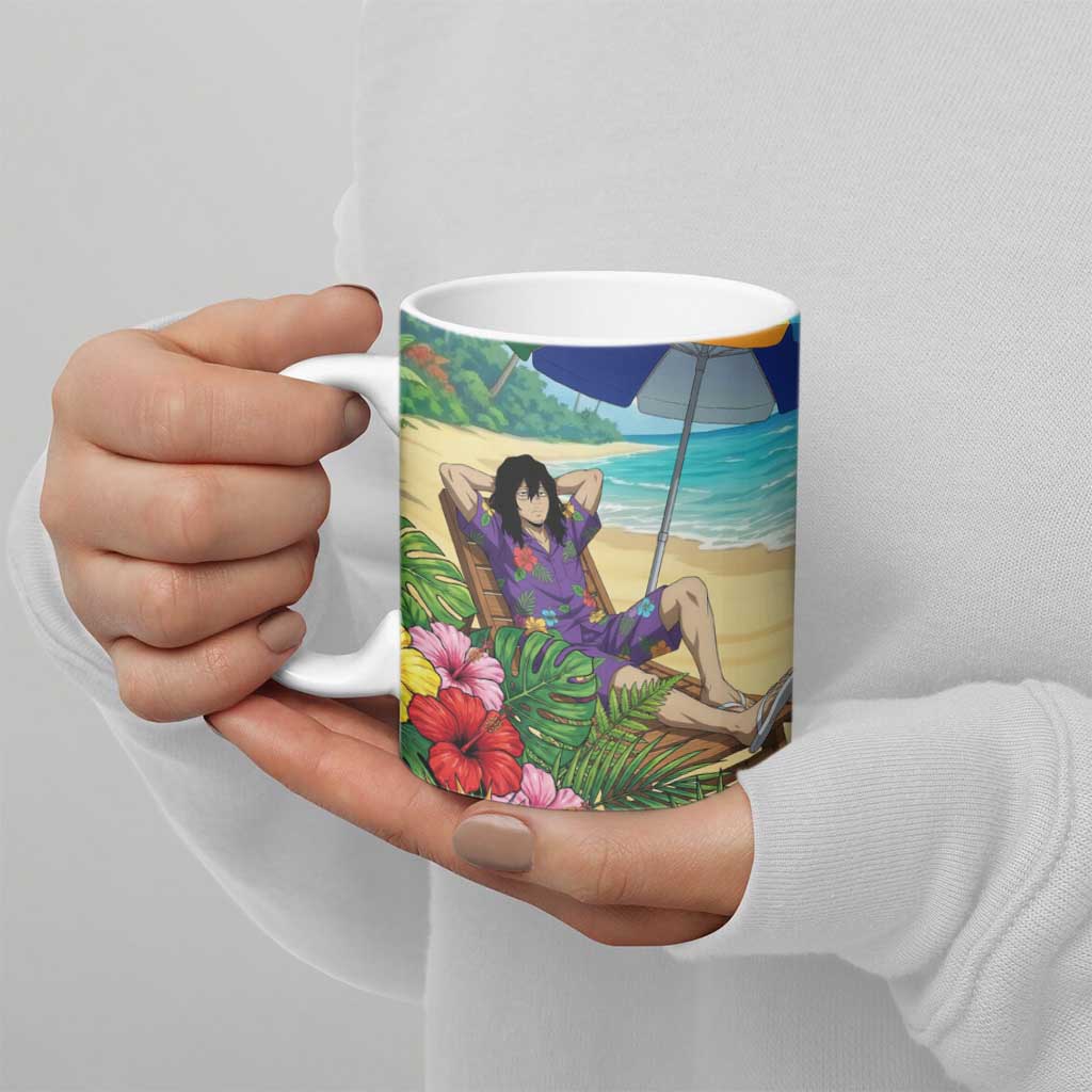 Shouta Aizawa Summer Chill Ceramic Mug Tropical Anime Relaxation Vibes