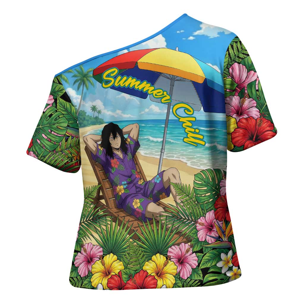 Shouta Aizawa Summer Chill Cross Shoulder Shirt Tropical Anime Relaxation Vibes