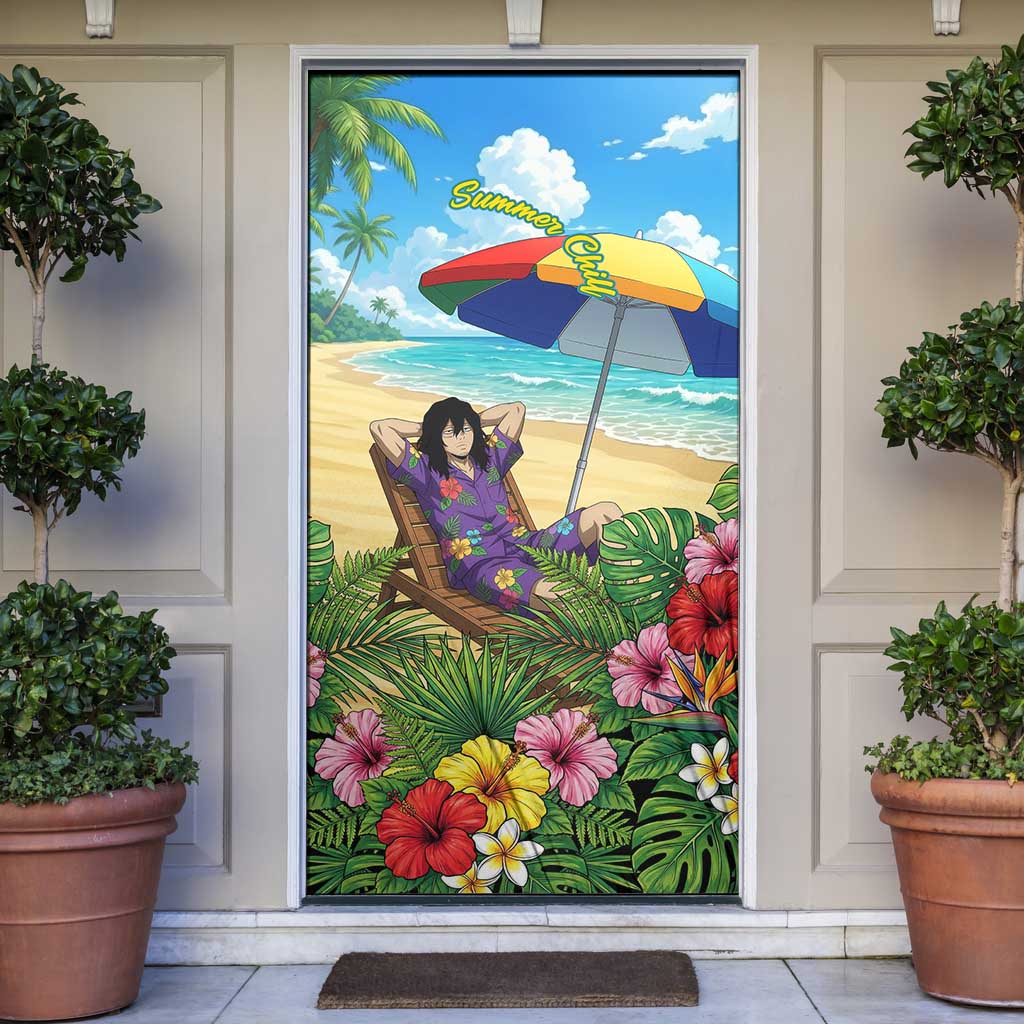 Shouta Aizawa Summer Chill Door Cover Tropical Anime Relaxation Vibes