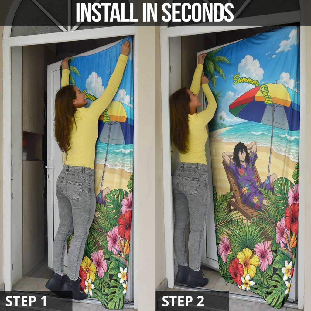 Shouta Aizawa Summer Chill Door Cover Tropical Anime Relaxation Vibes