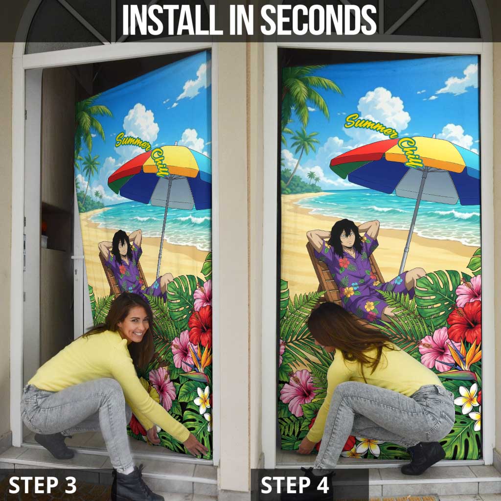 Shouta Aizawa Summer Chill Door Cover Tropical Anime Relaxation Vibes