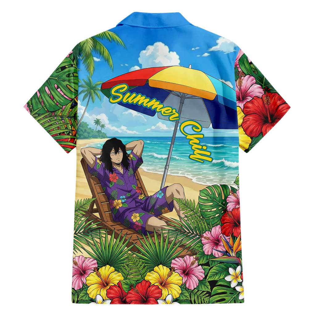 Shouta Aizawa Summer Chill Family Matching Short Sleeve Bodycon Dress and Hawaiian Shirt Tropical Anime Relaxation Vibes