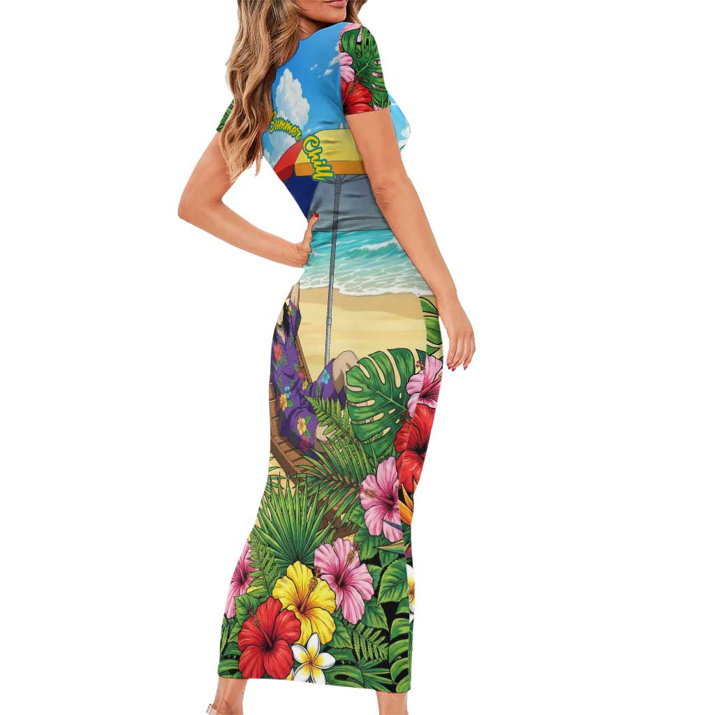Shouta Aizawa Summer Chill Family Matching Short Sleeve Bodycon Dress and Hawaiian Shirt Tropical Anime Relaxation Vibes