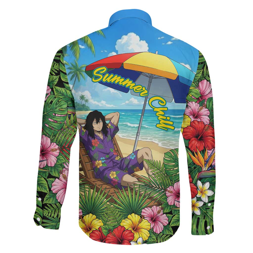 Shouta Aizawa Summer Chill Family Matching Tank Maxi Dress and Hawaiian Shirt Tropical Anime Relaxation Vibes
