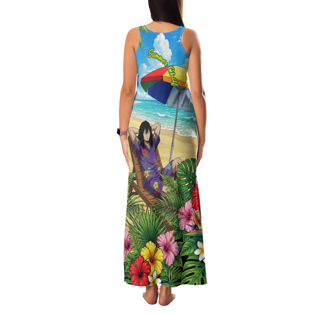 Shouta Aizawa Summer Chill Family Matching Tank Maxi Dress and Hawaiian Shirt Tropical Anime Relaxation Vibes