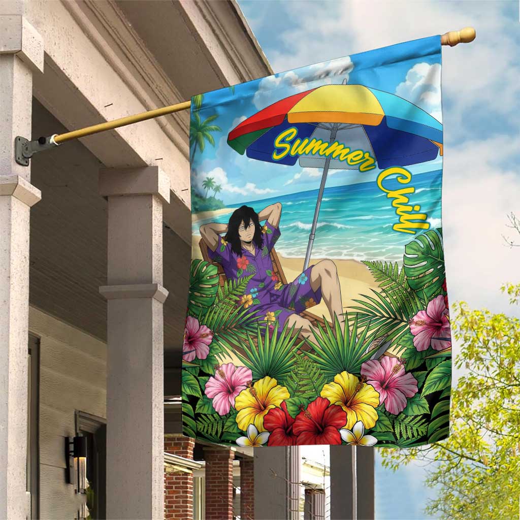 Shouta Aizawa Summer Chill Garden Flag Tropical Anime Relaxation Vibes