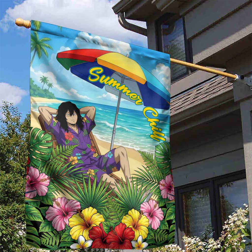 Shouta Aizawa Summer Chill Garden Flag Tropical Anime Relaxation Vibes
