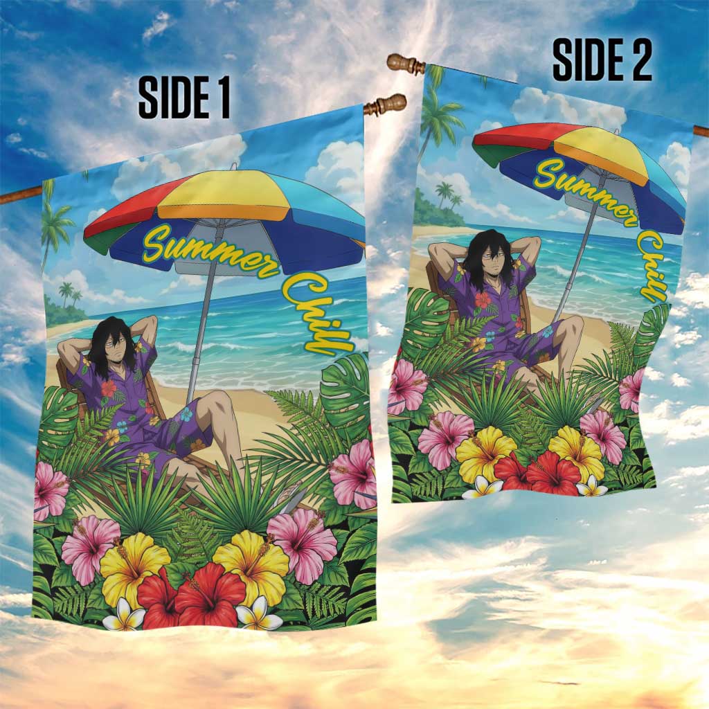 Shouta Aizawa Summer Chill Garden Flag Tropical Anime Relaxation Vibes