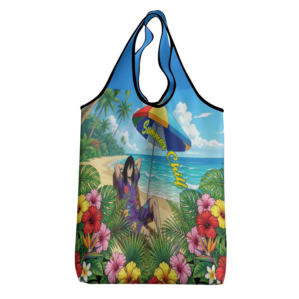 Shouta Aizawa Summer Chill Grocery Bag Tropical Anime Relaxation Vibes