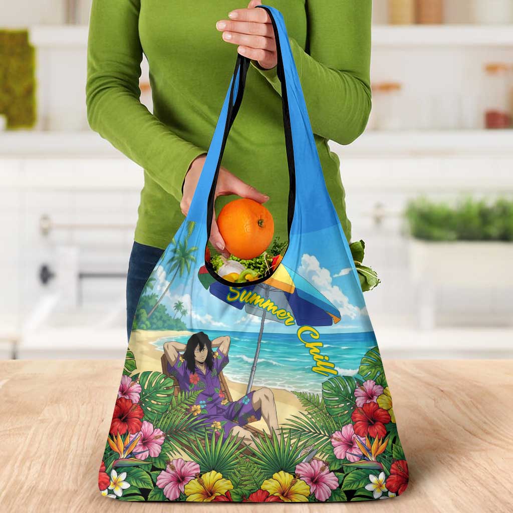 Shouta Aizawa Summer Chill Grocery Bag Tropical Anime Relaxation Vibes