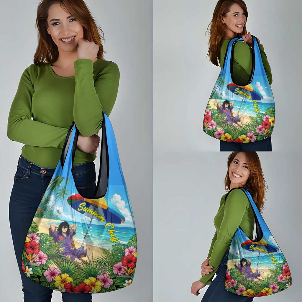 Shouta Aizawa Summer Chill Grocery Bag Tropical Anime Relaxation Vibes