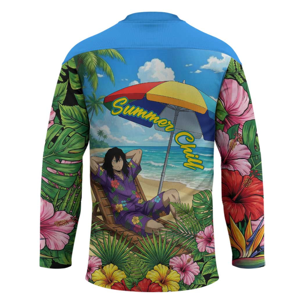 Shouta Aizawa Summer Chill Hockey Jersey Tropical Anime Relaxation Vibes