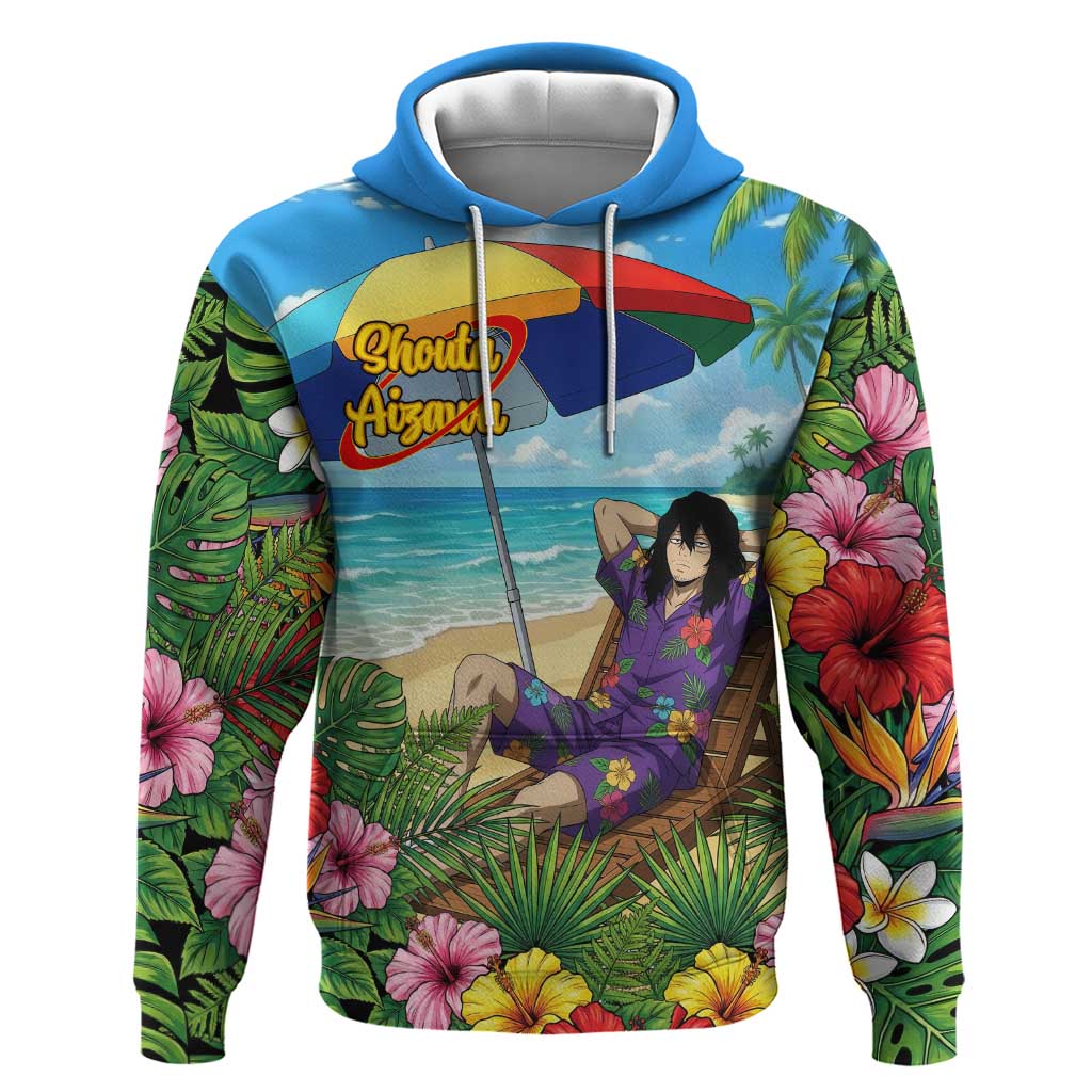 Shouta Aizawa Summer Chill Hoodie Tropical Anime Relaxation Vibes