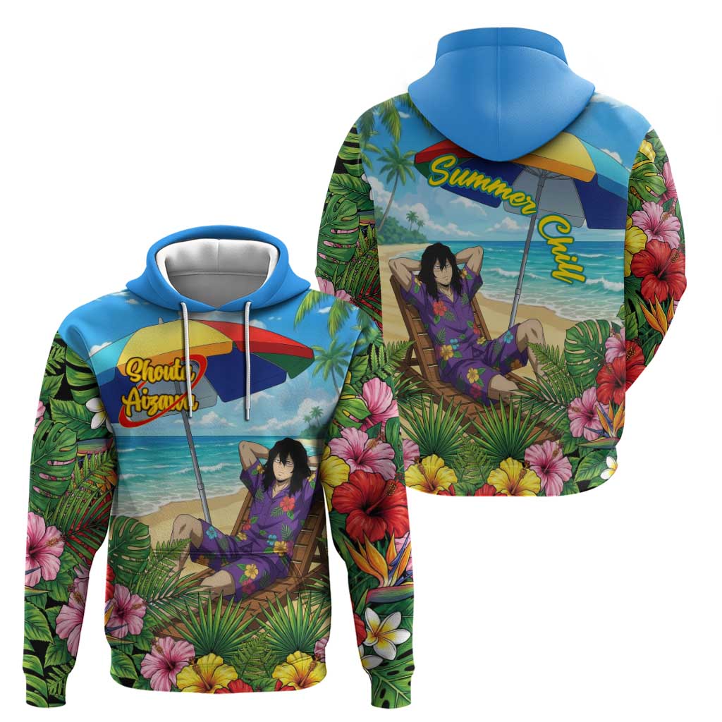 Shouta Aizawa Summer Chill Hoodie Tropical Anime Relaxation Vibes