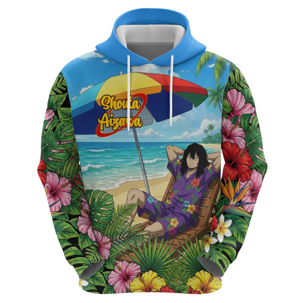 Shouta Aizawa Summer Chill Hoodie Tropical Anime Relaxation Vibes