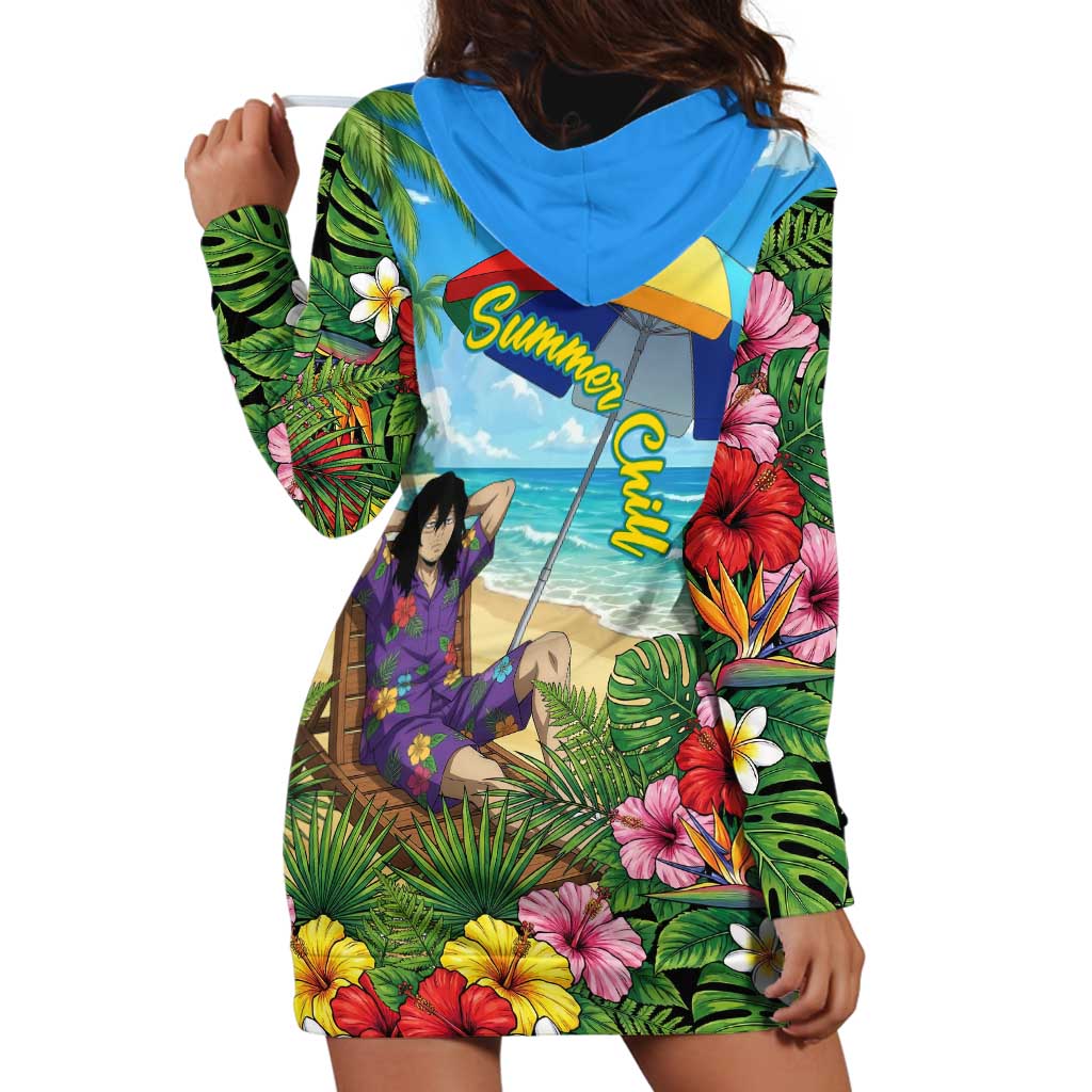 Shouta Aizawa Summer Chill Hoodie Dress Tropical Anime Relaxation Vibes