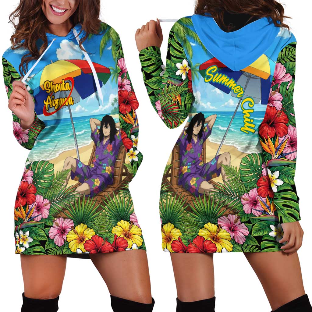 Shouta Aizawa Summer Chill Hoodie Dress Tropical Anime Relaxation Vibes