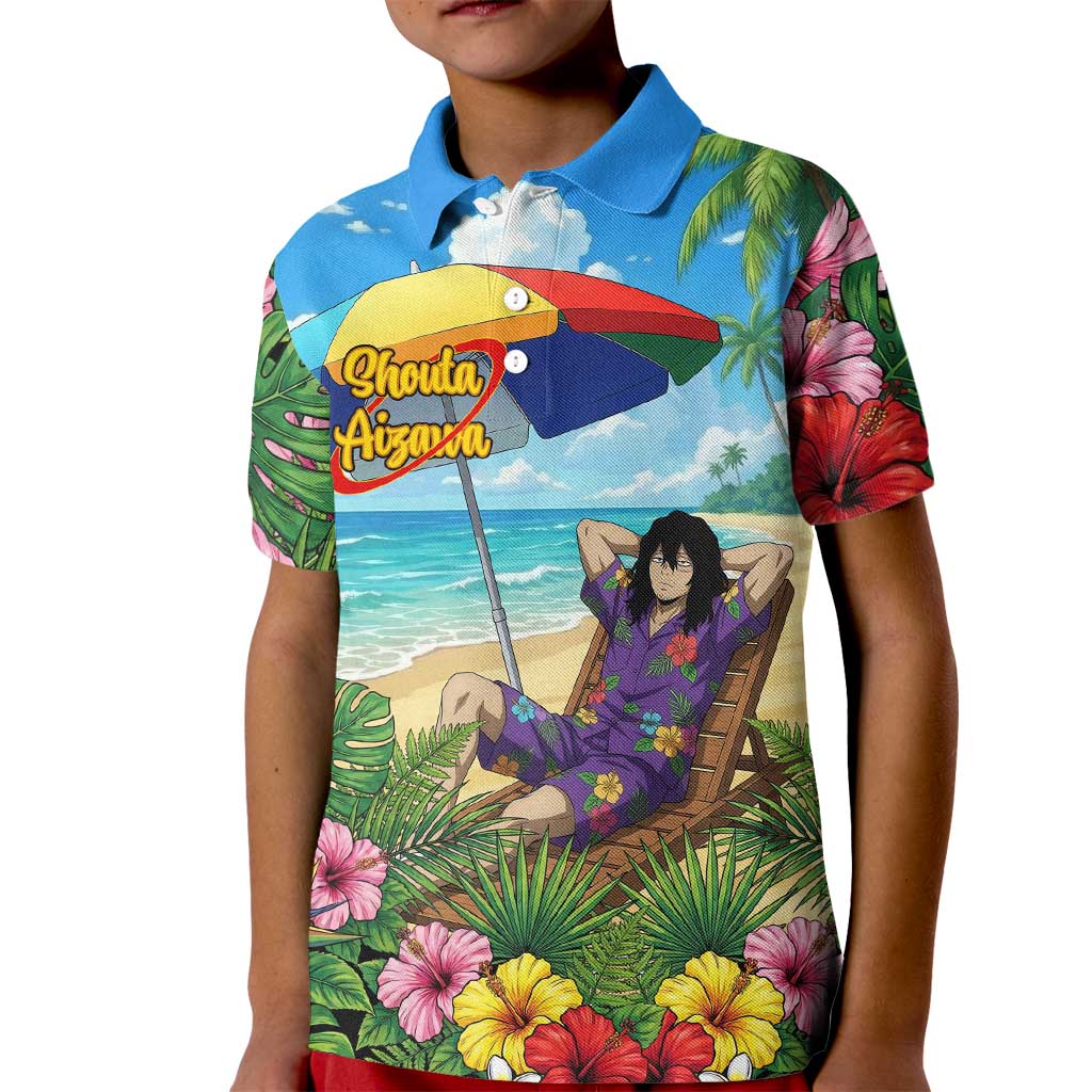 Shouta Aizawa Summer Chill Kid Polo Shirt Tropical Anime Relaxation Vibes