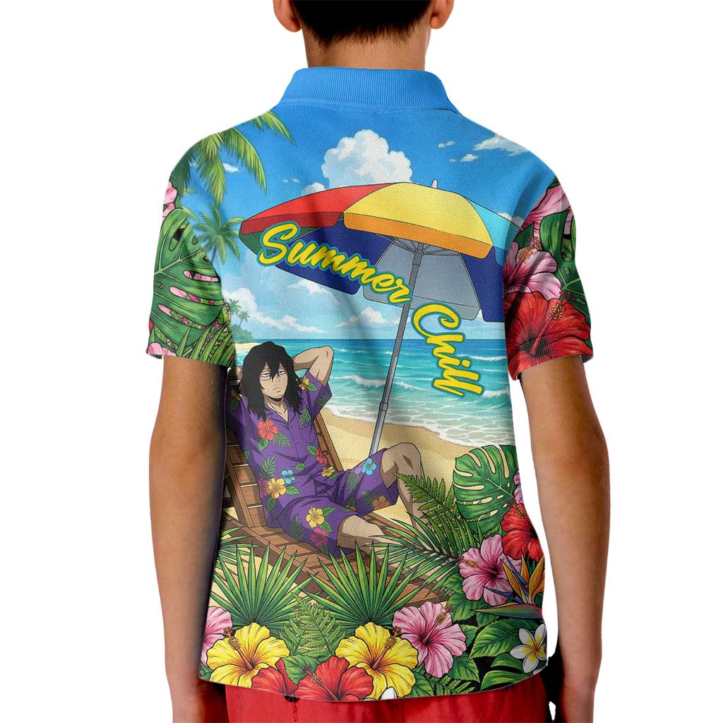 Shouta Aizawa Summer Chill Kid Polo Shirt Tropical Anime Relaxation Vibes