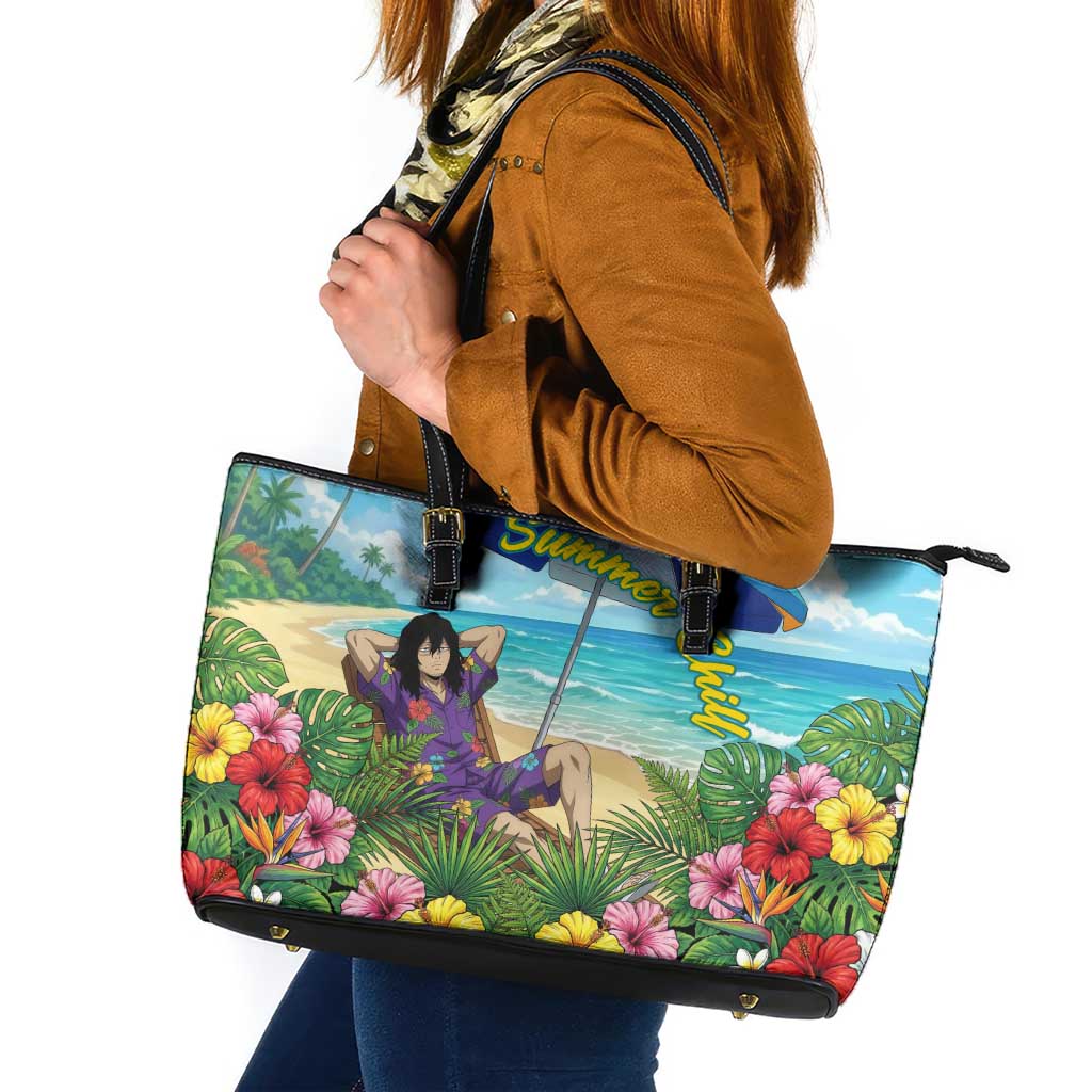 Shouta Aizawa Summer Chill Leather Tote Bag Tropical Anime Relaxation Vibes