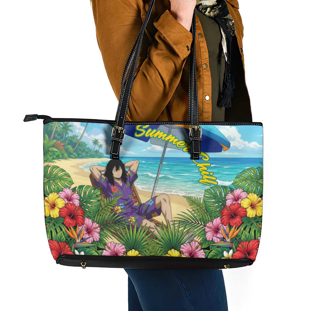 Shouta Aizawa Summer Chill Leather Tote Bag Tropical Anime Relaxation Vibes